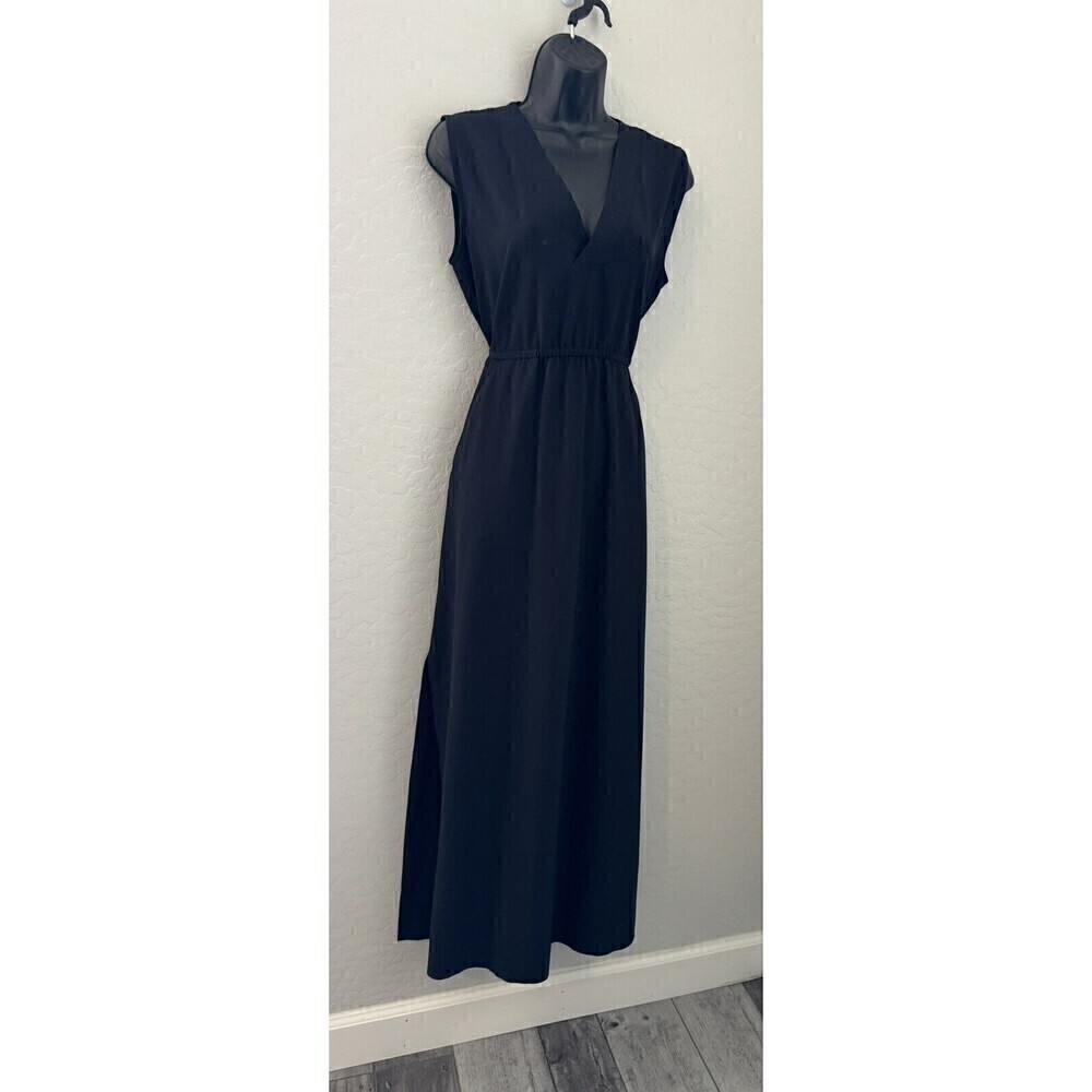 TOMMY BAHAMA Black Racerback Maxi Dress Soft Cotton Neutral Versatile Small Slit